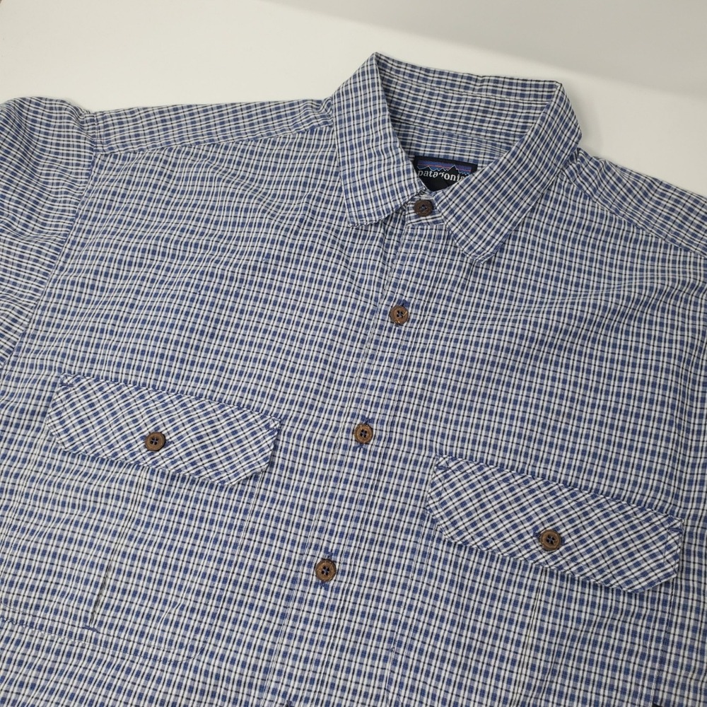 Patagonia Button Down Shirt Mens M Blue White Long Sleeve 53035 SP99 Vintage